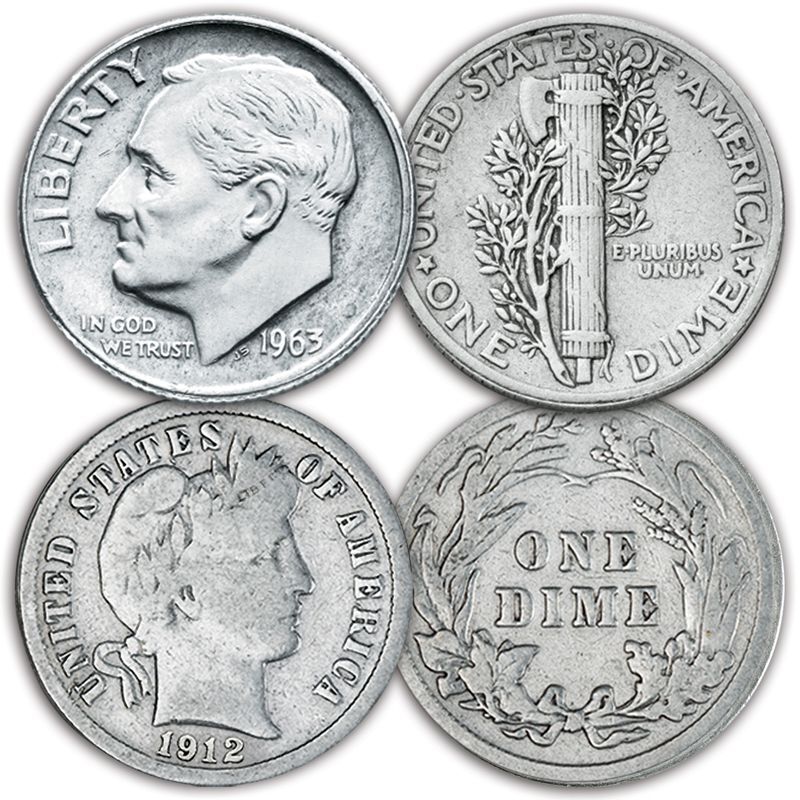 90 US Silver Dimes Pre 1964 Aydin